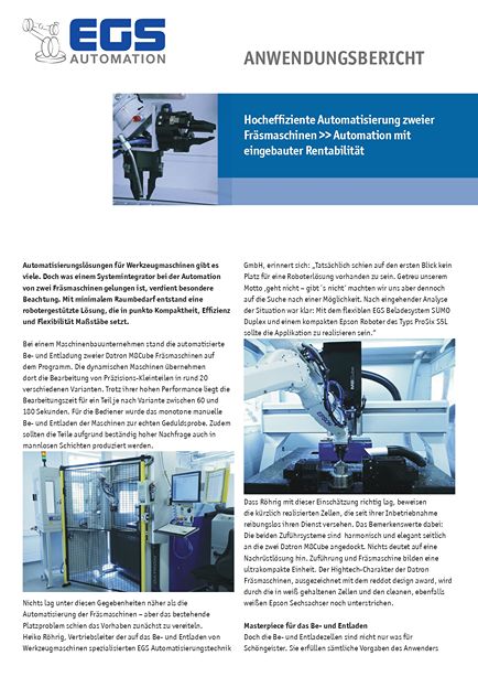 Hocheffiziente Automatisierung zweier Fräsmaschinen