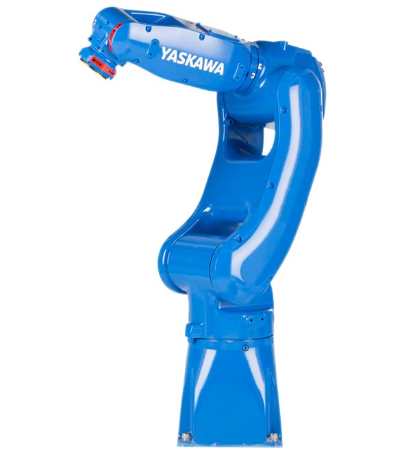 BLauer Roboterarm auf weißem Hintergrund 