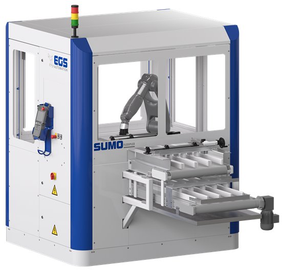 Roboter hinter Plexiglasscheibe